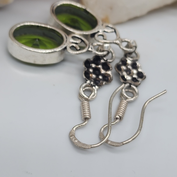 Natural Peridot Stones Silver 925 Earrings - Picture 9 of 12